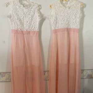 Bridesmaid prom homecoming dress  peach/white